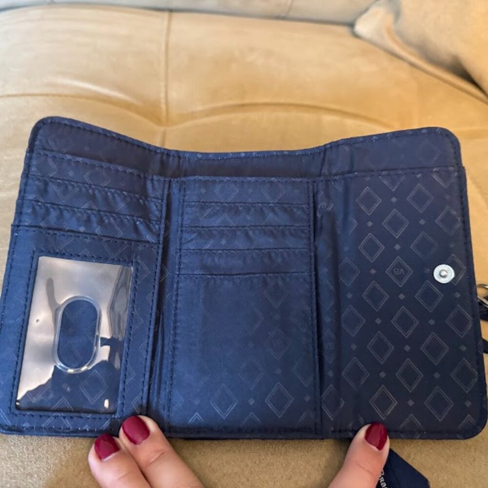Vera Bradly Wallet with lanyard navy blue - Picture 2 of 14